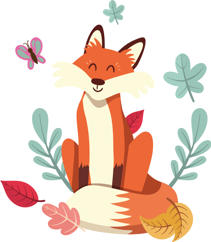 Vinyl teppich tiere fuchs mit herbstblättern - TenStickers