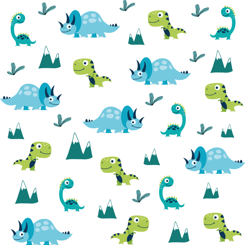 Vinyl teppich tiere nordic dinosaurier bergset - TenStickers
