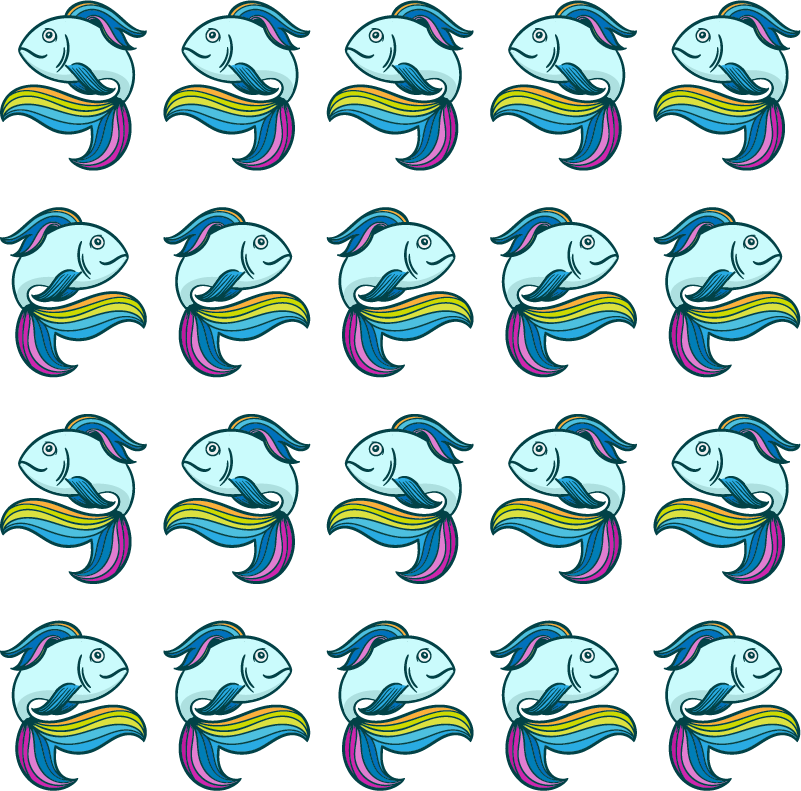 Vinyl teppich tiere mit blauen neonfischen - TenStickers