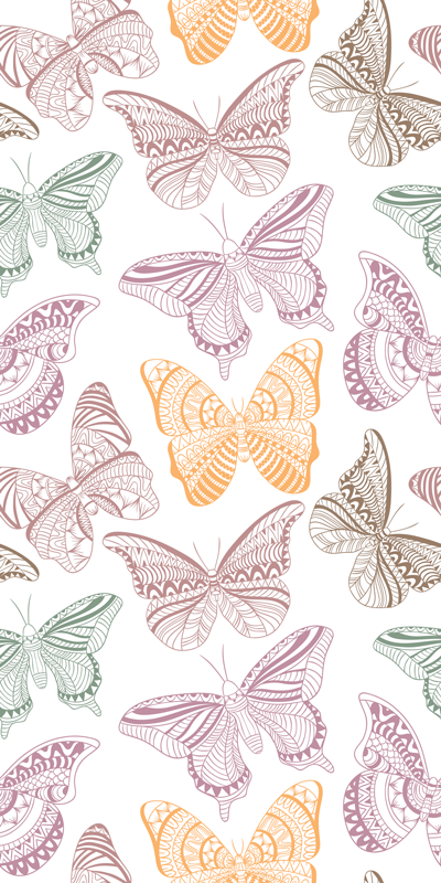 Vinyl teppich tiere mit bunten ornamental schmetterlingen - TenStickers