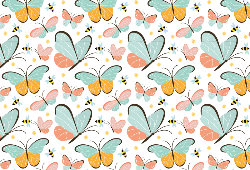 Vinyl teppich tiere schmetterlinge und bienen - TenStickers