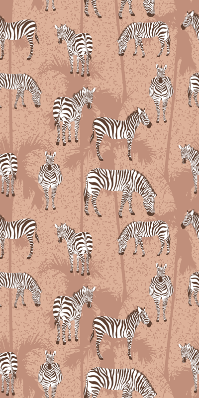 Vinyl teppich tiere zebra und palmen braun - TenStickers