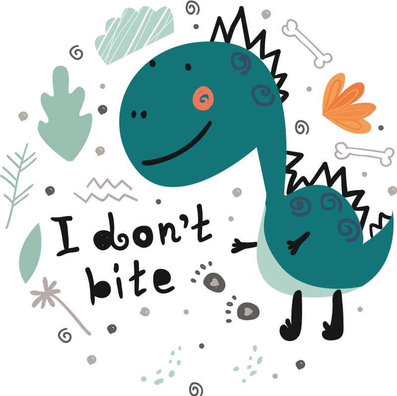 Vinyl teppich tiere dinosaurier grün lächelnd - TenStickers