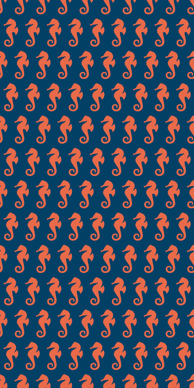 Vinyl teppich tiere mit orangefarbenem seepferdchen-muster - TenStickers