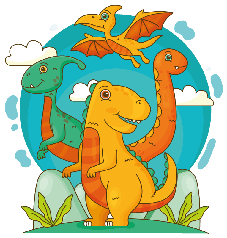 Vinyl teppich tiere dinosaurier im dschungel - TenStickers