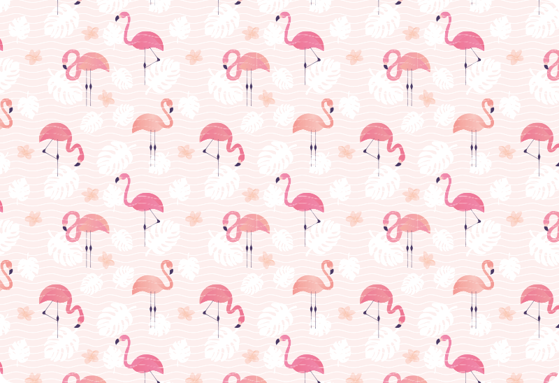 Vinyl teppich tiere mit pinken flamingo-motiven - TenStickers