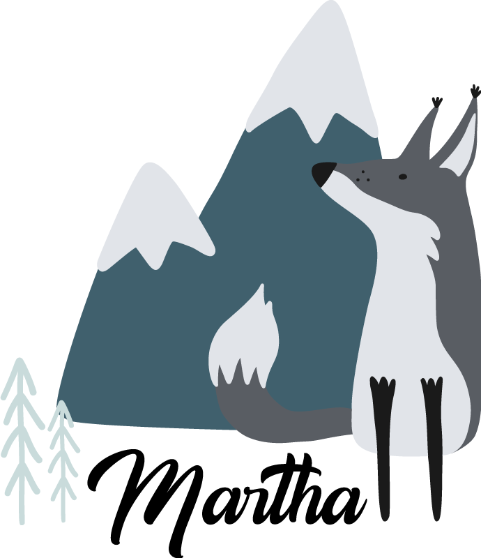Vinyl teppich tiere nordic schneefuchs personalisiert - TenStickers