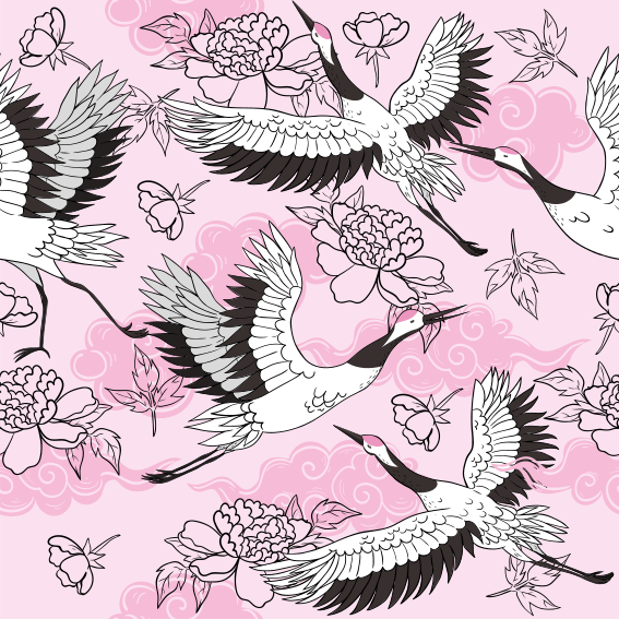 Vinyl teppich tiere moderne pinke vogelmuster - TenStickers