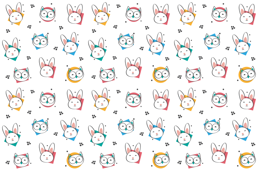 Vinyl teppich tiere eulen und kaninchen muster - TenStickers