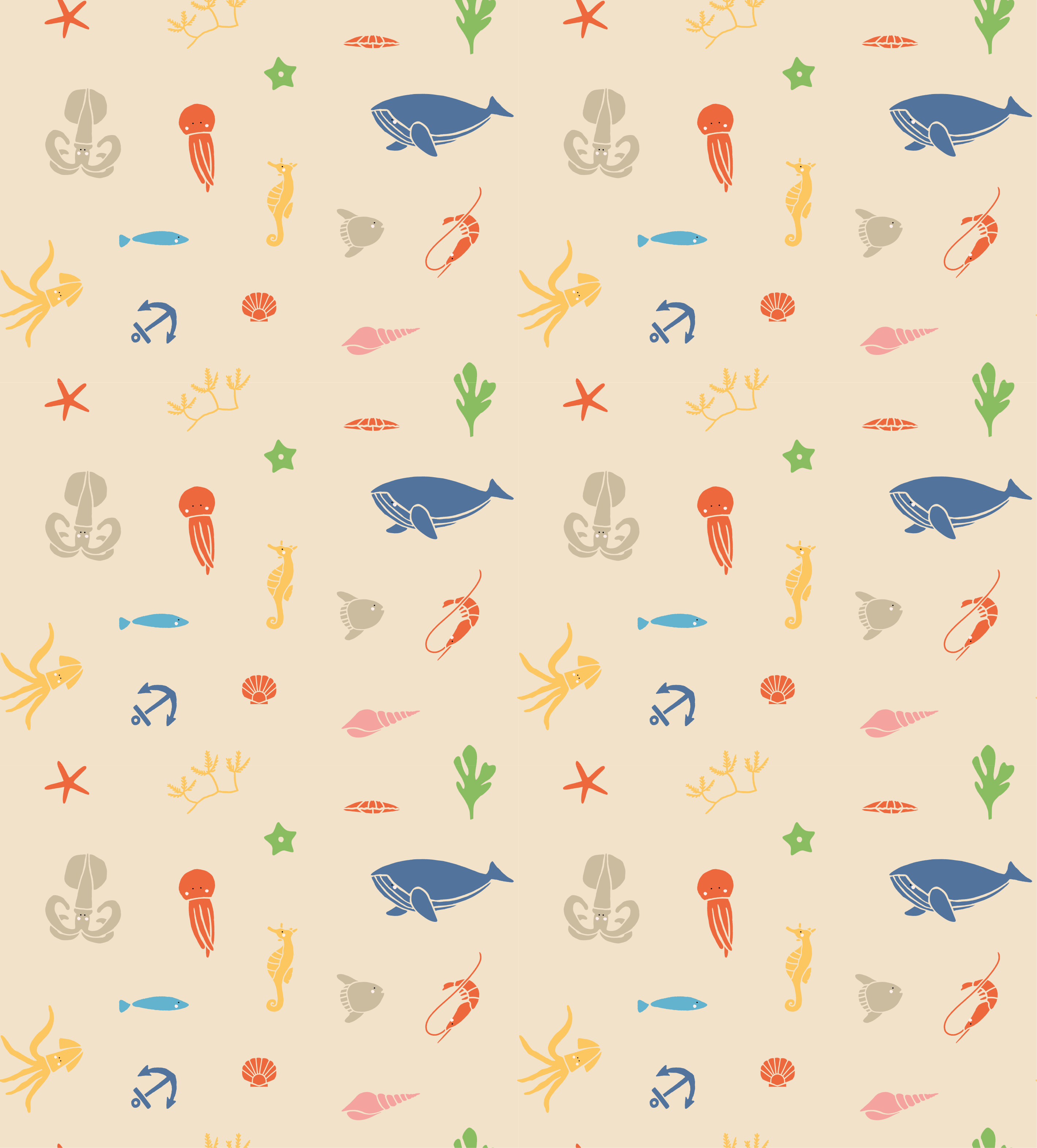 Vinyl teppich tiere mit meereslebewesen muster - TenStickers