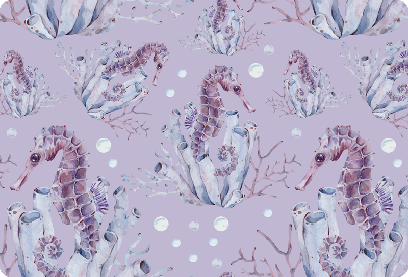 Vinyl teppich tiere seepferdchen aquarell - TenStickers