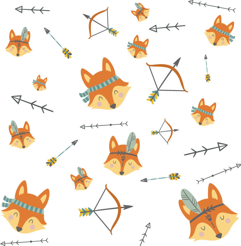 Vinyl teppich tiere set aus füchsen und pfeilen - TenStickers
