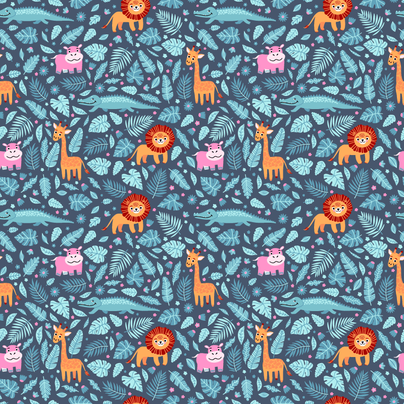 Vinyl teppich tiere mit dschungeltieren design - TenStickers