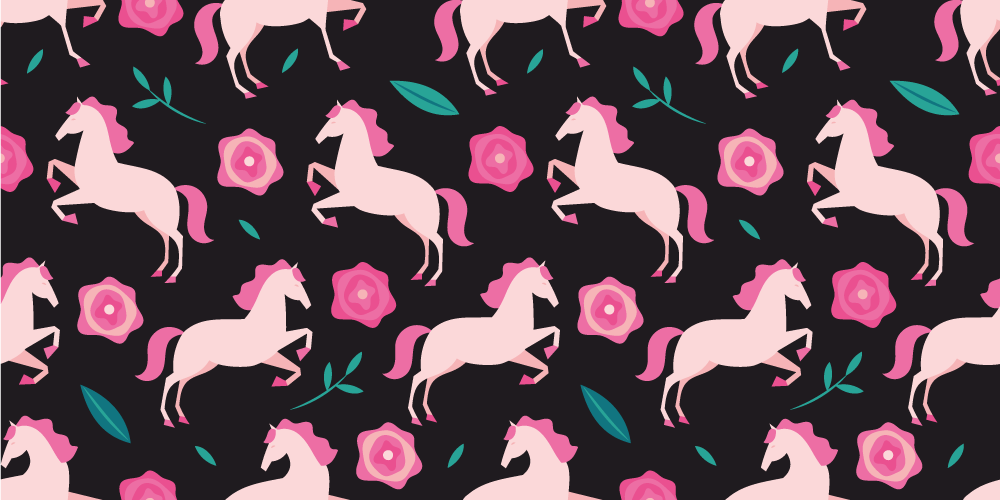 Vinyl teppich tiere mit blumen und pferden - TenStickers