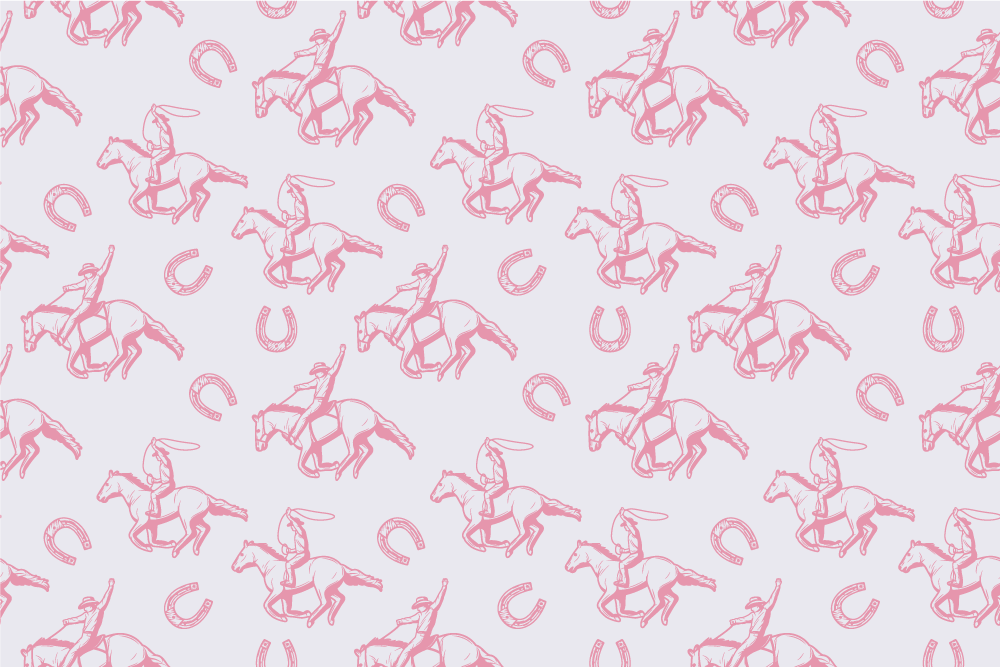Vinyl teppich tiere im pinken cowboy-pferde-muster - TenStickers