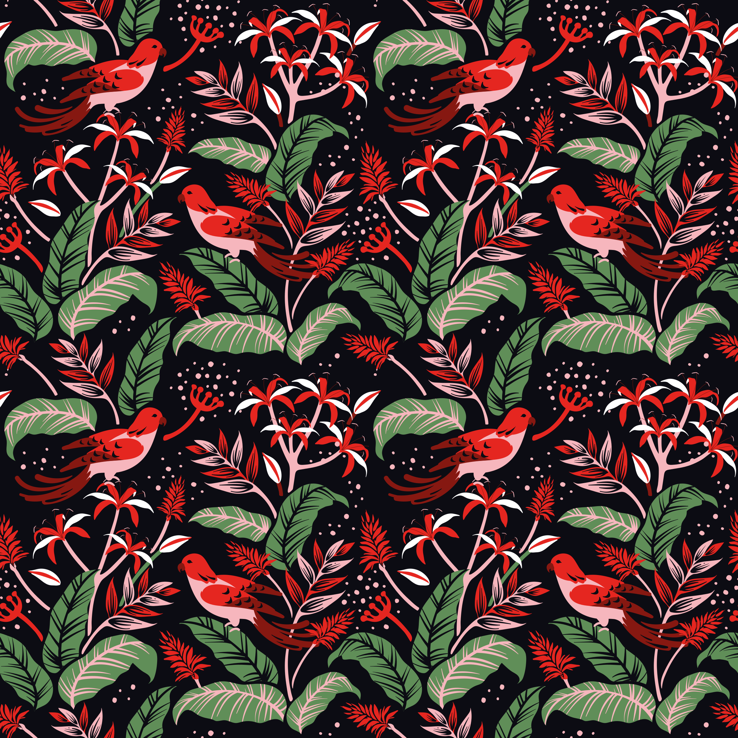 Vinyl teppich tiere mit rotem und pinkem blattmuster - TenStickers