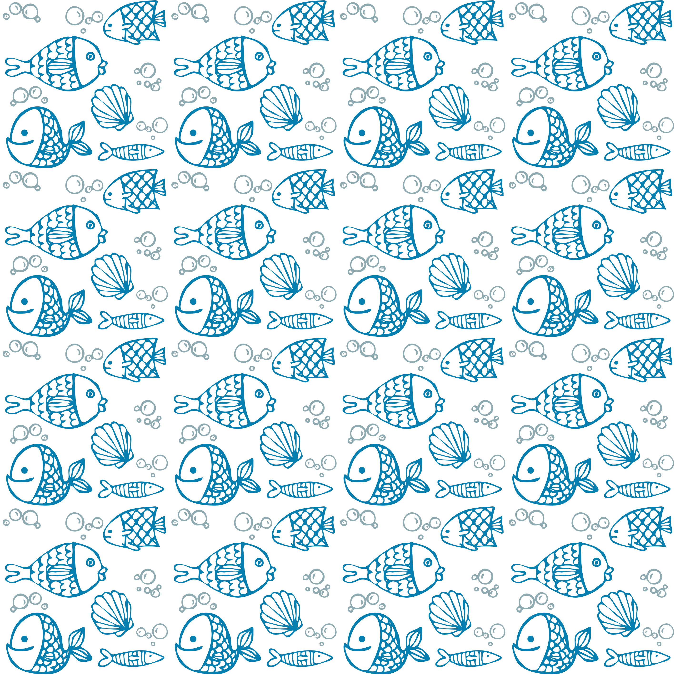 Vinyl teppich tiere mit blauen fischen zeichnen - TenStickers