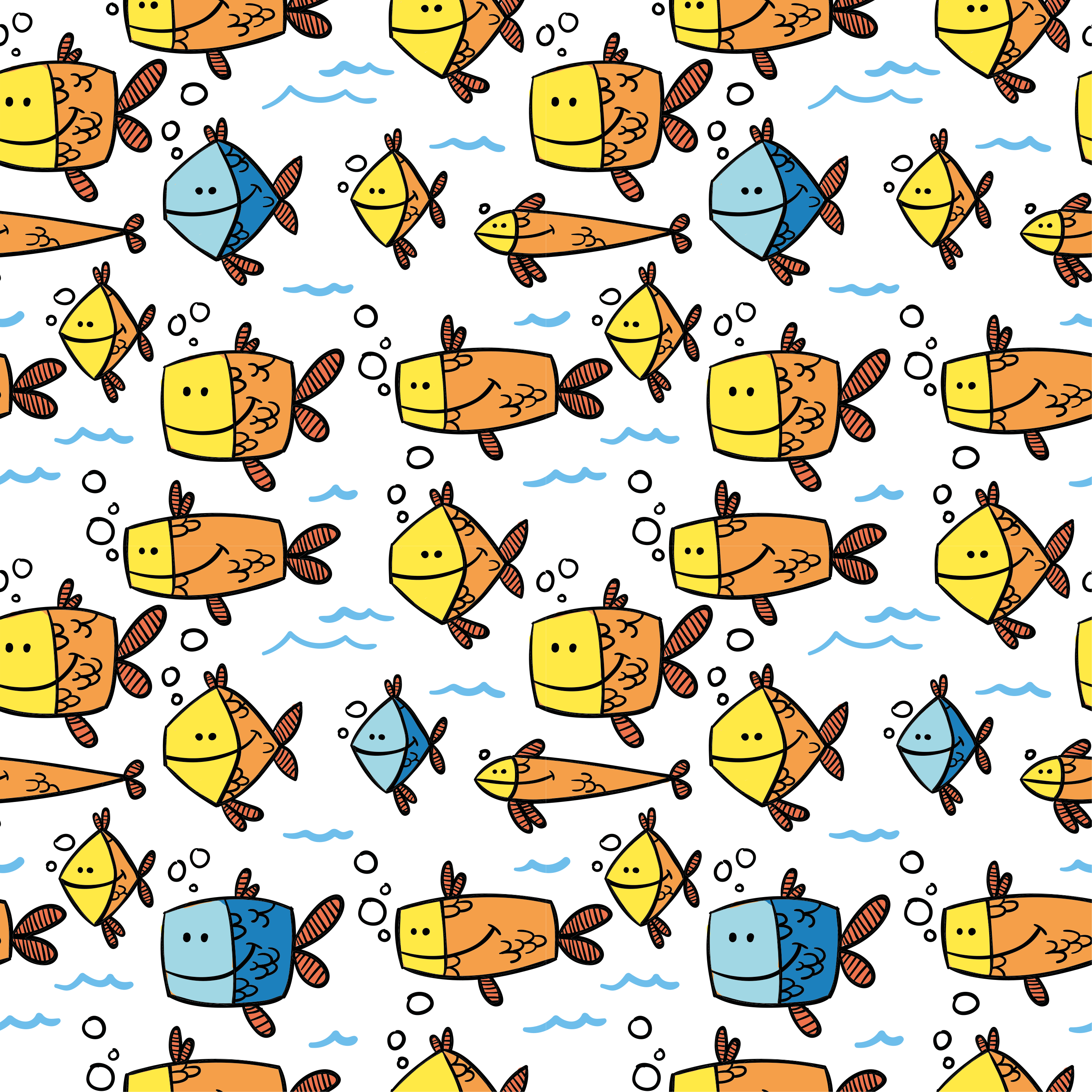 Vinyl teppich tiere mit bunten fischen im kinderstil - TenStickers