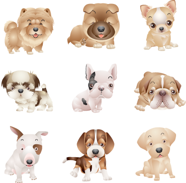 Vinyl teppich tiere mit süßen welpen - TenStickers
