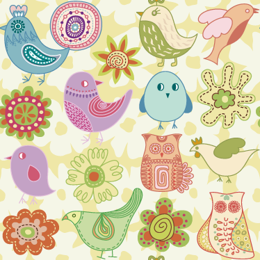 Vinyl teppich tiere mit bunten vogelmotiven - TenStickers