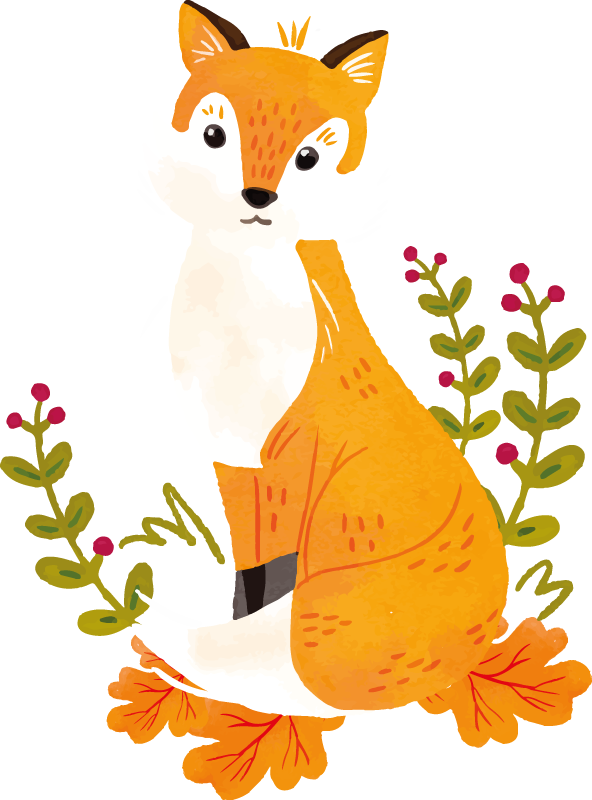 Vinyl teppich tiere verspielter oranger fuchs - TenStickers