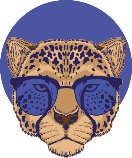 Vinyl teppich tiere leopard mit brille - TenStickers