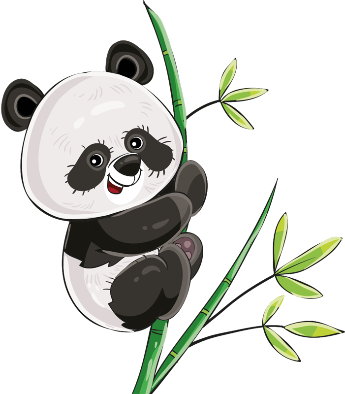 Vinyl teppich tiere panda beim bambus klettern - TenStickers