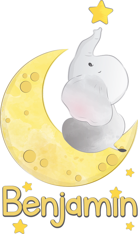 Vinyl teppich tiere mond und sterne mit namen - TenStickers