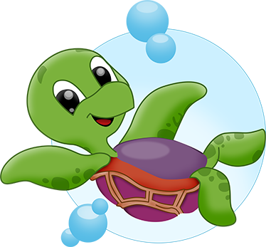 Vinyl teppich tiere mit spielender baby-schildkröte - TenStickers