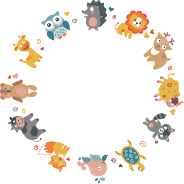 Vinyl teppich tiere mit baby tieren im kreis - TenStickers