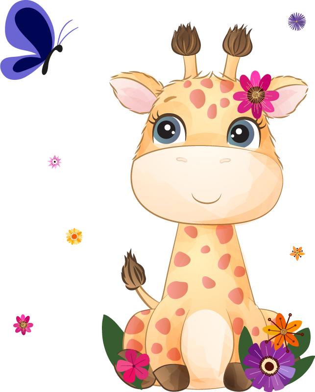 Vinyl teppich tiere wilde afrika giraffe mädchen - TenStickers