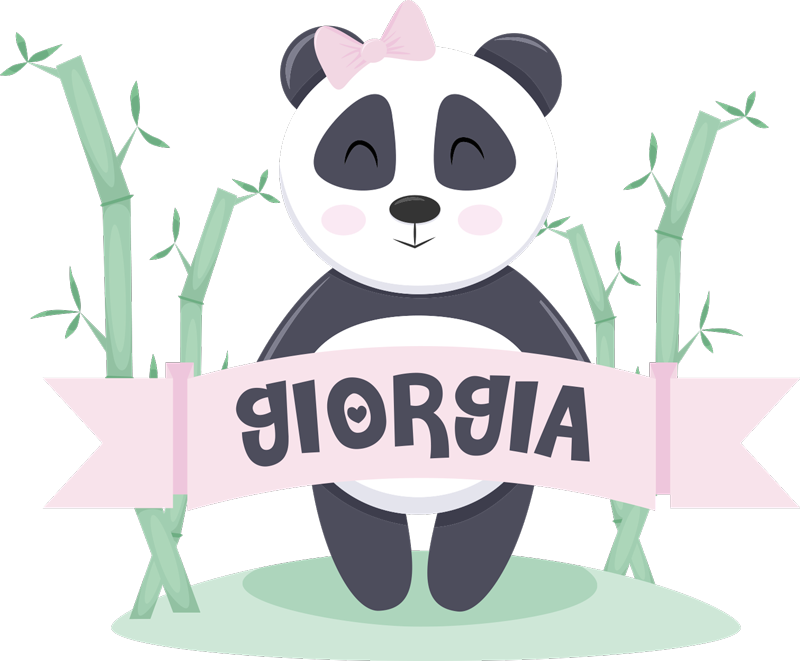 Vinyl teppich tiere baby panda mädchen mit namen - TenStickers