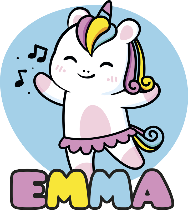 Vinyl teppich tiere ballerina einhorn - TenStickers