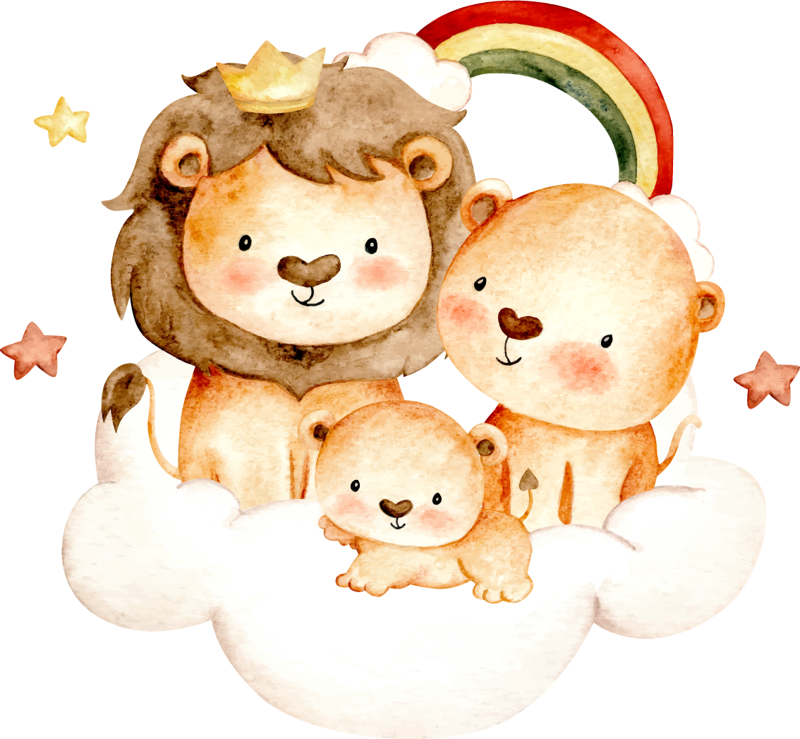 Vinyl teppich tiere mit babys tieren sterne und wolken - TenStickers