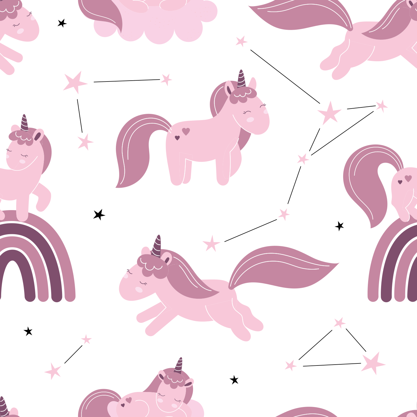 Vinyl teppich tiere einhörner und sternbilder - TenStickers