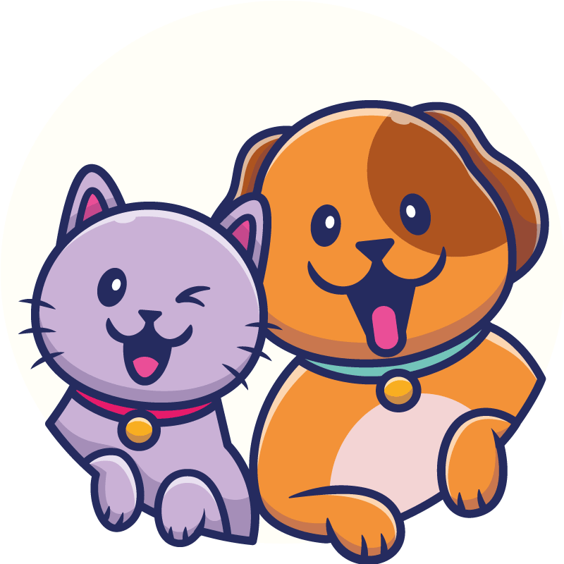 Vinyl teppich tiere spielende katze hund - TenStickers