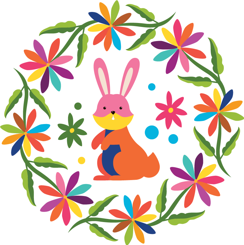 Vinyl teppich tiere im bunten hasen design - TenStickers