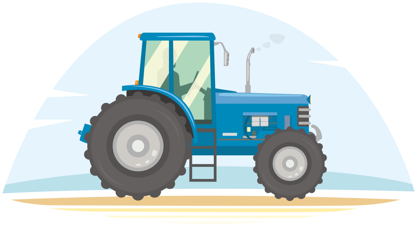 Vinyl teppich tiere mit blauer traktor-illustration - TenStickers