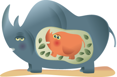 Vinyl teppich tiere schwangere rhinozeros mutter - TenStickers