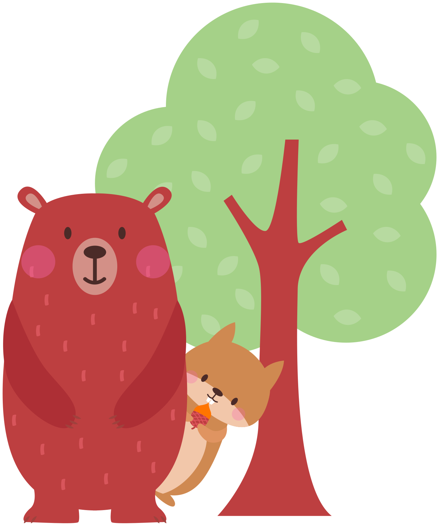 Vinyl teppich tiere freundschaft von eichhörnchen und bär - TenStickers