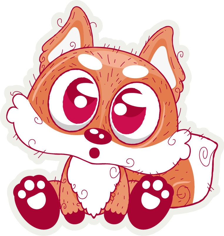 Vinyl teppich tiere mit süßem anime-fuchs - TenStickers