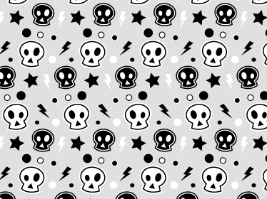 Vinyl teppich halloween in grau und weiß mit totenköpfen - TenStickers