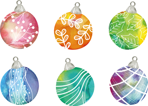 Vinyl teppich weihnachten aquarell weihnachtskugeln - TenStickers