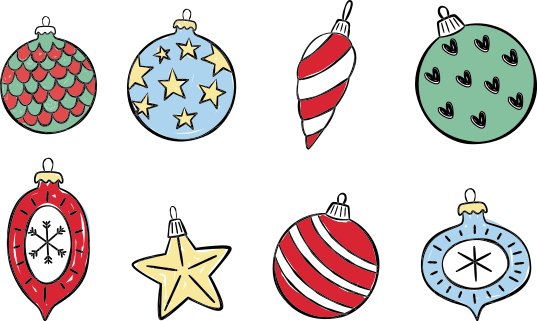 Vinyl teppich weihnachten set aus vintage christbaumkugeln - TenStickers