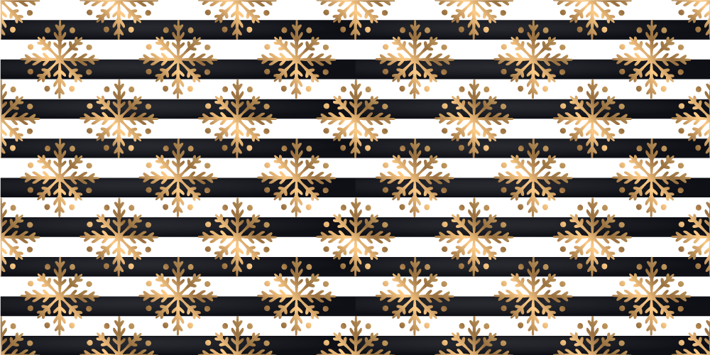 Vinyl teppich weihnachten goldene schneeflocken auf streifen - TenStickers