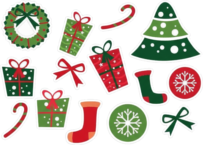 Vinyl teppich weihnachten klassische weihnachtselemente - TenStickers
