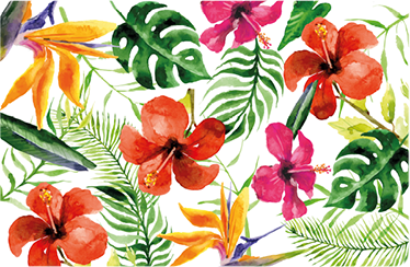 Vinyl teppich blumen mit bunten monstera motiven - TenStickers