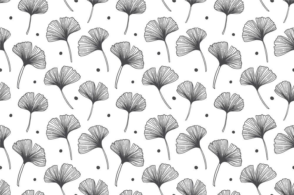 Vinyl teppich blumen mit ginkgo-blättern in weiß - TenStickers