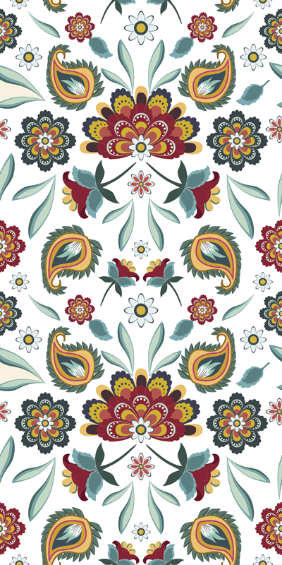 Vinyl teppich blumen im ethnischen blumenmuster - TenStickers