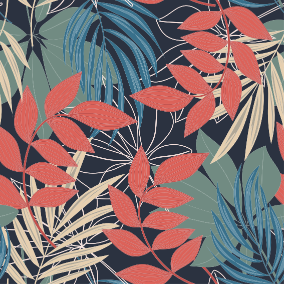 Vinyl teppich blumen modernes elegantes pflanzenmuster - TenStickers